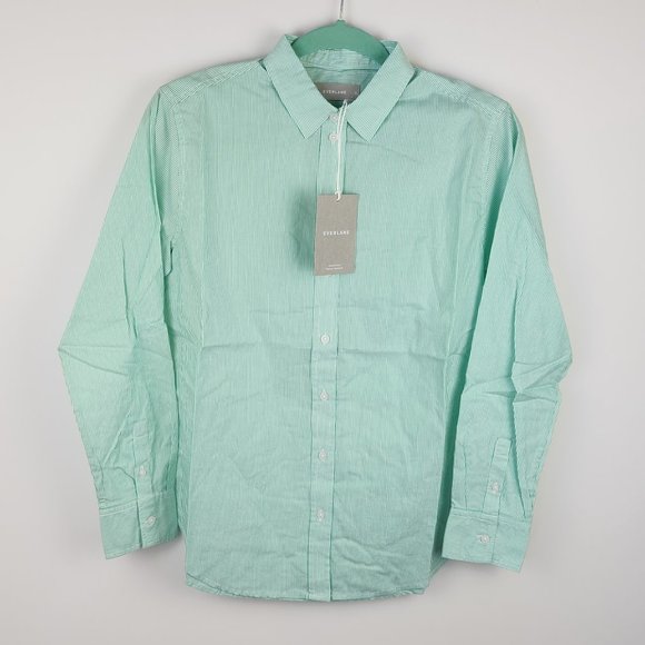 NWT Everlane Mint Pinstripe Oversized Cotton Button Up Shirt sz 00,0,2,12 - Picture 1 of 7